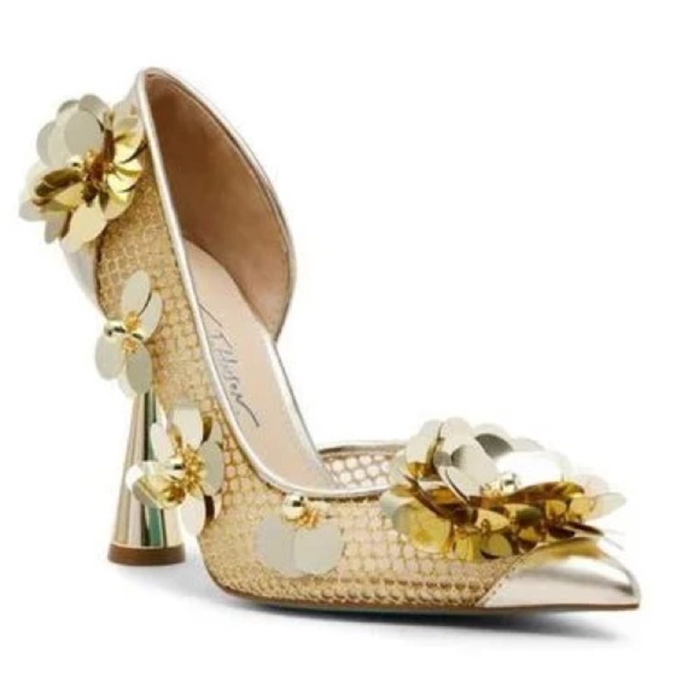 Betsey Johnson Gold Metallic Sequin Heels size 7M